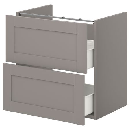 Напольный шкаф для раковины,2 ящика, серый, серый каркас, 60x42x60 см IKEA BEGIVENHET БЕГИВЕНХЕТ 893.210.69