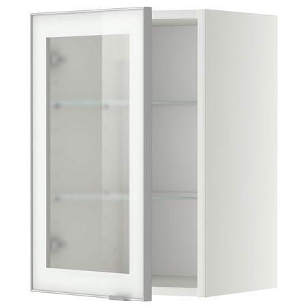 Навесной шкаф с полками, стекляными дв, белый/Ютис матовое стекло 40x60 см IKEA METOD МЕТОД 092.383.28