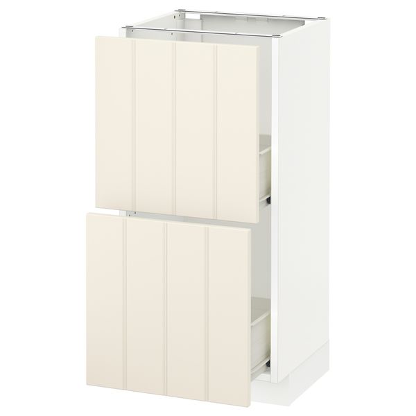 Напольный шкаф с 2 ящиками МЕТОД / ФОРВАРА, белый, Хитарп белый с оттенком - схема-чертеж с размерами