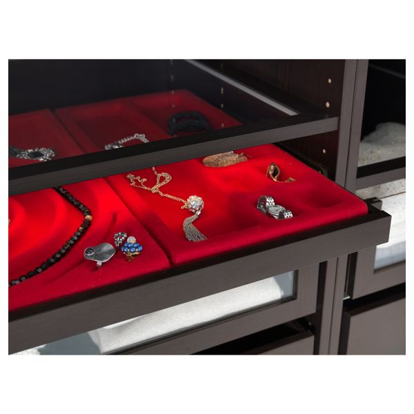 Выдвижная полка + вставка для украшений КОМПЛИМЕНТ, черно-коричневый, красный - схема-чертеж с размерами