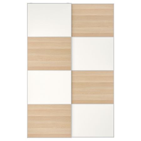Пара раздвижных дверей, под беленый дуб/белый 150x236 см IKEA MEHAMN МЕХАМН 193.195.12