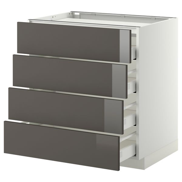 Напольный шкаф, 4 фронтальных панели, 4 ящика МЕТОД / МАКСИМЕРА, белый, Рингульт серый - фото 1