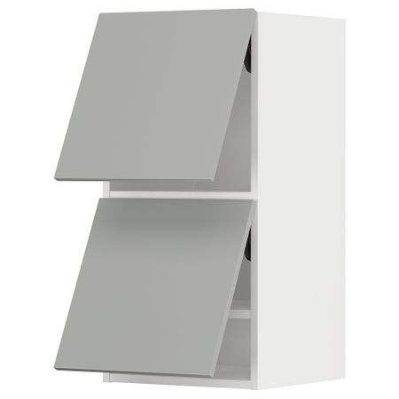 Навесной горизонтальный шкаф, 2 двери, белый, Havstorp светло-серый, 40x80 см IKEA METOD МЕТОД 095.383.79