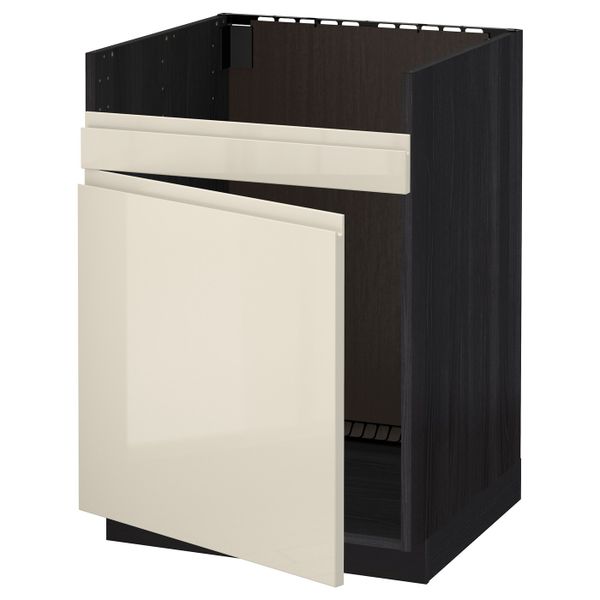 Напольный шкаф для мойки ХАВСЕН, черный, Воксторп глянцевый светло-бежевый 60x60 см IKEA МЕТОД 692.801.83 - схема-чертеж с размерами
