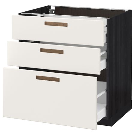 Напольный шкаф с 3 ящиками МЕТОД / МАКСИМЕРА, черный, Мэрста белый