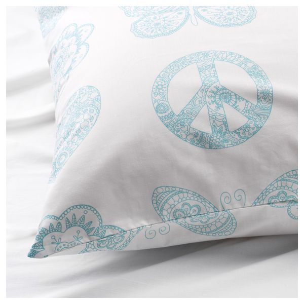 Пододеяльник и 1 наволочка ВЭНСКАПЛИГ, бирюзовый (150x200/50x70 см) - схема-чертеж с размерами