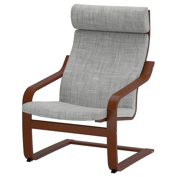 Кресло ПОЭНГ, классический коричневый, Исунда серый - фото 1