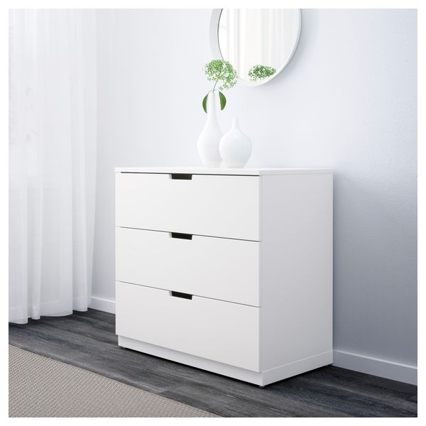Комод с 3 ящиками НОРДЛИ, белый (80x75 см) - фото 2