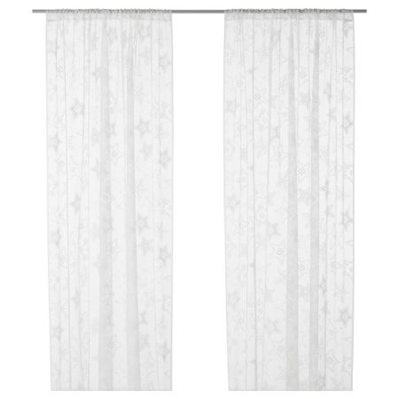 Гардины, 2 шт. ТЕРЕСЕ, белый звезда (145x270 см)