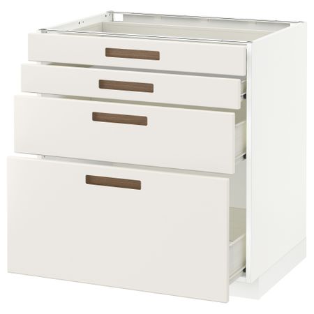 Напольный шкаф 4 фронтальных панели, 4 ящика МЕТОД / ФОРВАРА, белый, Мэрста белый
