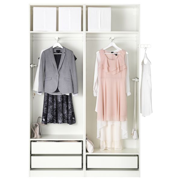 Гардероб, белый, Аули зеркальное стекло 150x44x236 см IKEA ПАКС 293.063.35 - схема-чертеж с размерами