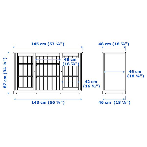 Сервант, 145x87 см, белый IKEA LIATORP ЛИАТОРП 704.397.28 - схема-чертеж с размерами