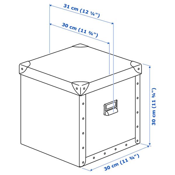Коробка с крышкой, темно-серый 30x31x30 см IKEA ФЬЕЛЛА 004.040.20 - схема-чертеж с размерами