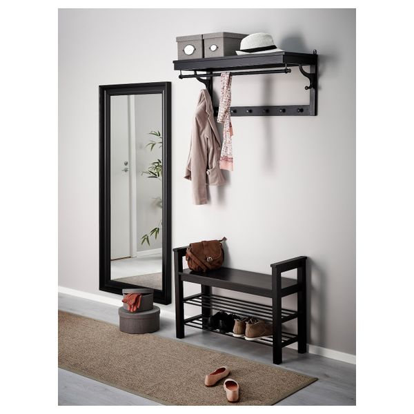 Скамья с полкой для обуви, черно-коричневый 85x32x65 см IKEA HEMNES ХЕМНЭС 703.884.13 - схема-чертеж с размерами