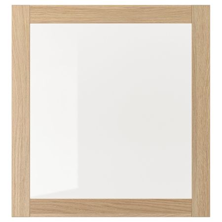 Стеклянная дверь, под беленый дуб/прозрачное стекло 60x64 см IKEA SINDVIK СИНДВИК 203.843.75