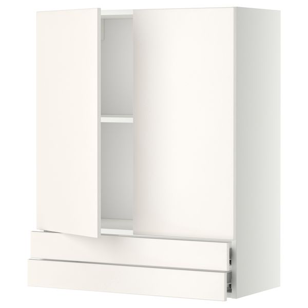 Навесной шкаф, 2 дверцы, 2 ящика МЕТОД / ФОРВАРА, белый, Веддинге белый - фото 1