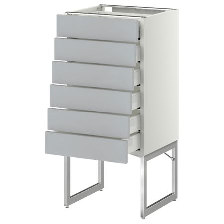 Напольный шкаф 6 фронтальных панелей, 6 нижних ящиков МЕТОД / МАКСИМЕРА, белый, Веддинге серый