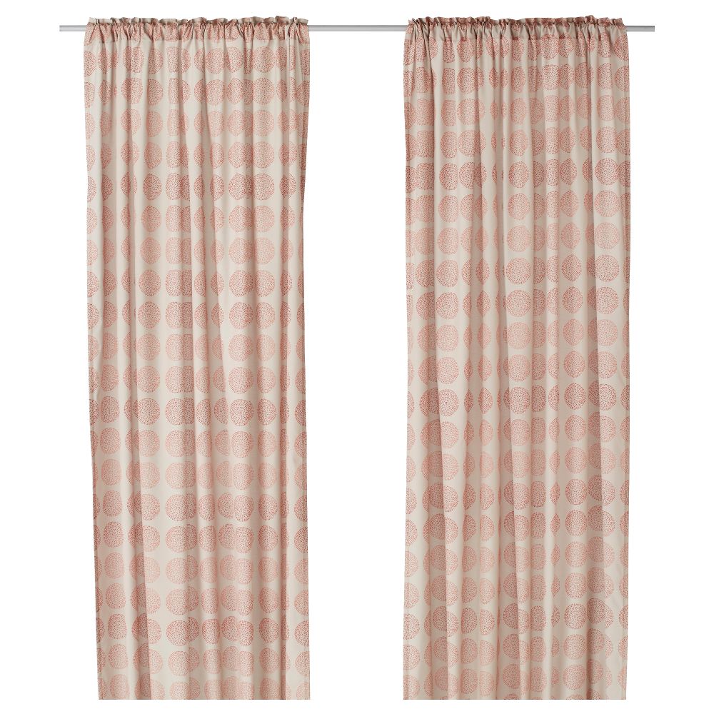 Гардины, 1 пара АННАМЭРТА, бежевый, точечный круги (145x270 см) - фото 1