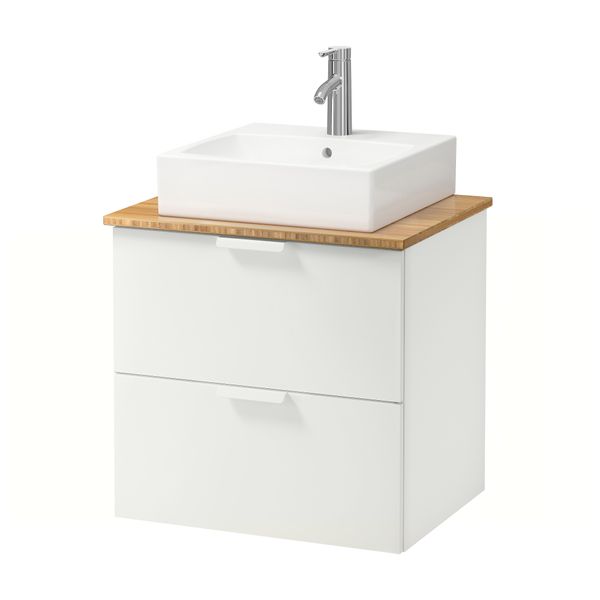 Шк п-раковину/столешн45x45/раковина ГОДМОРГОН/АЛДЕРН / ТОРНВИКЕН, белый, бамбук (62x49x72 см) - схема-чертеж с размерами