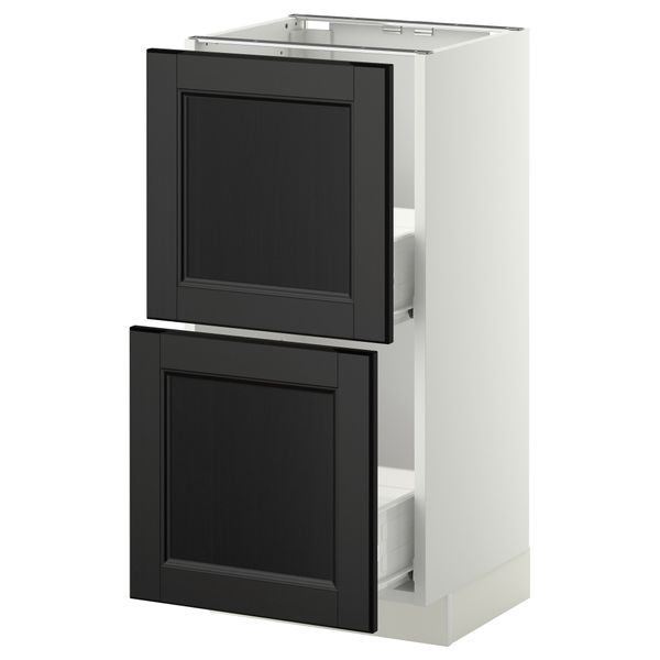 Напольный шкаф с 2 ящиками МЕТОД / ФОРВАРА, белый, Лаксарби черно-коричневый - схема-чертеж с размерами