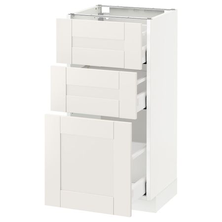 Напольный шкаф с 3 ящиками, белый/Сэведаль белый 40x37 см IKEA METOD МЕТОД / MAXIMERA МАКСИМЕРА 092.387.57