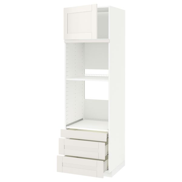 Высокий шкаф для духовки комбинированный, духовка + дверца, 3 ящика МЕТОД / ФОРВАРА, белый, Сэведаль белый - схема-чертеж с размерами