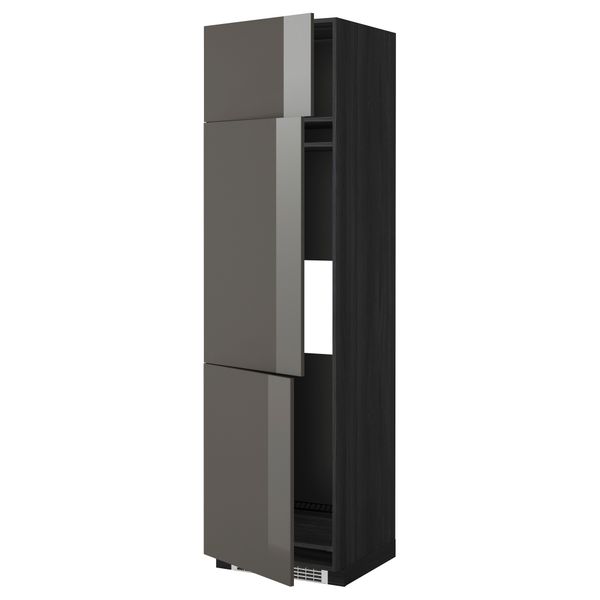 Высокий шкаф для холодильника или морозильника, с 3 дверями МЕТОД, черный, Рингульт серый - схема-чертеж с размерами
