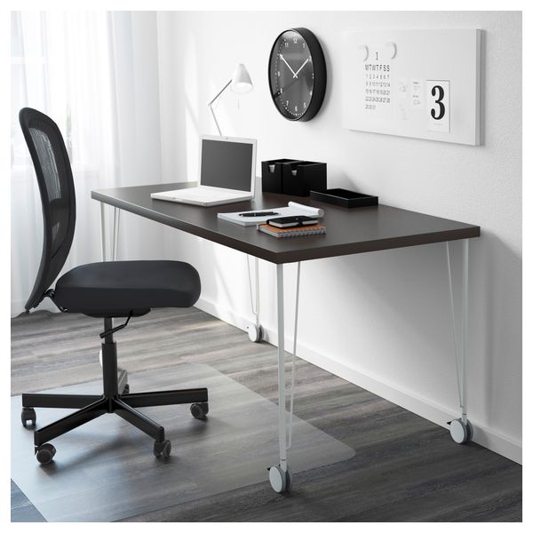 Стол ЛИННМОН / КРИЛЛЕ, черно-коричневый, белый (150x75 см) - схема-чертеж с размерами