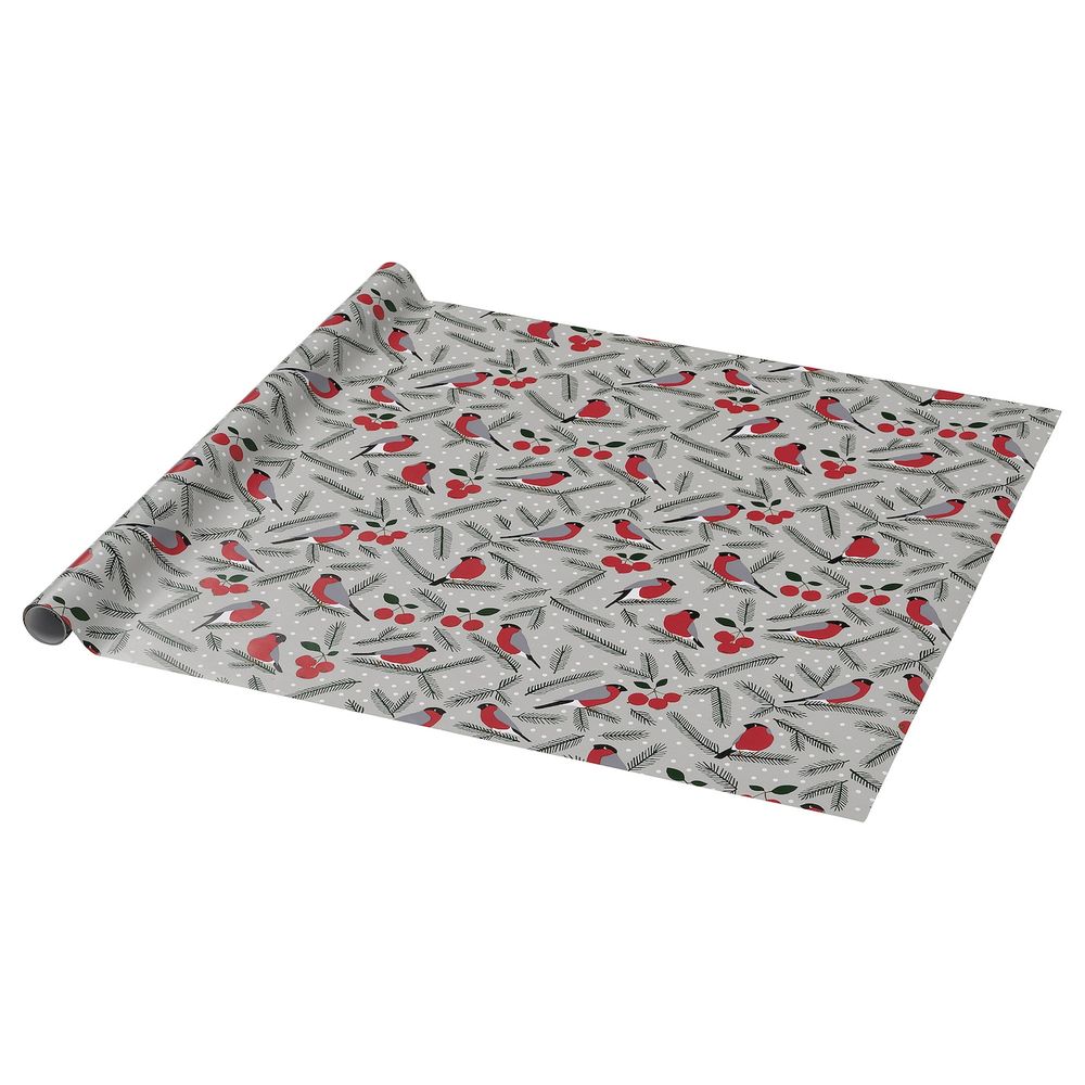 Рулон оберточной бумаги, орнамент «птица» серый 3x0.7 м IKEA VINTER 2021 ВИНТЕР 2021 004.992.83 - фото 1