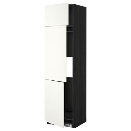 Высокий шкаф для холодильника или морозильника, с 3 дверями МЕТОД, черный, Хэггеби белый