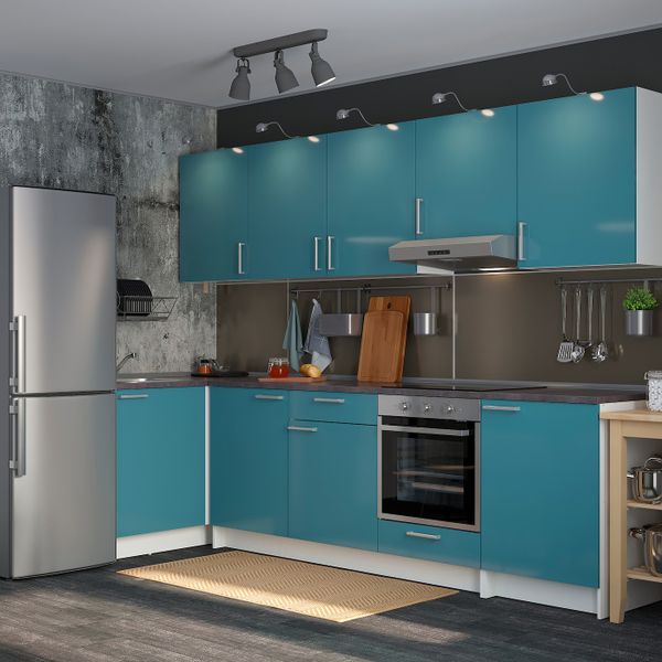 Кухня, глянцевый/синяя бирюза 120x300x220 см IKEA KNOXHULT КНОКСХУЛЬТ 994.243.83 - фото 2