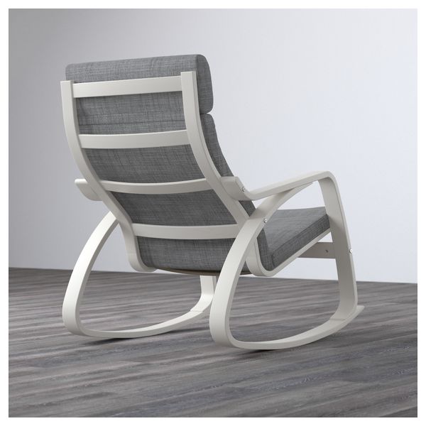 Кресло-качалка ПОЭНГ, белый, Исунда серый - фото 3