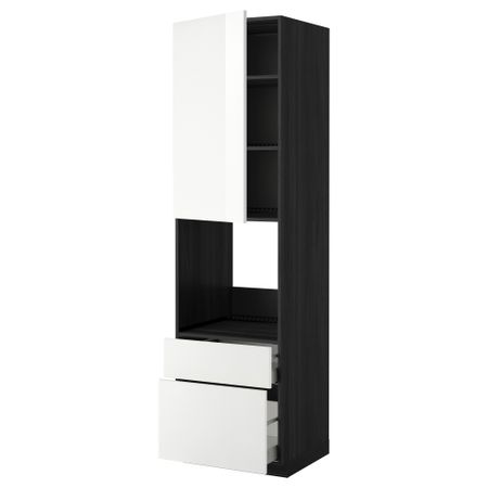 Высокий шкаф для духовки + дверь, 2 ящика МЕТОД / МАКСИМЕРА, черный, Рингульт белый