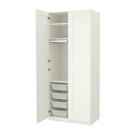 Гардероб, комбинация, белый/белый 100x60x236 см IKEA PAX ПАКС / GRIMO ГРИМО 193.247.02
