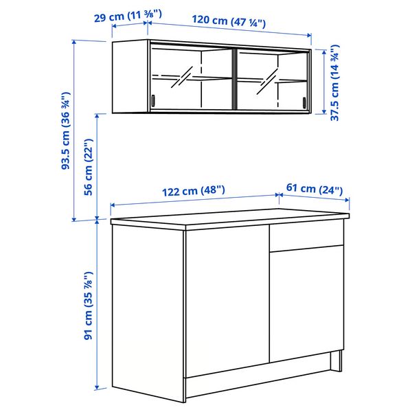 IKEA в интерьере - схема-чертеж с размерами