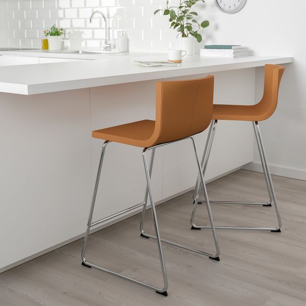 Стул барный, хромированный/Мьюк золотисто-коричневый 66 см IKEA BERNHARD БЕРНГАРД 704.048.42 - фото 2