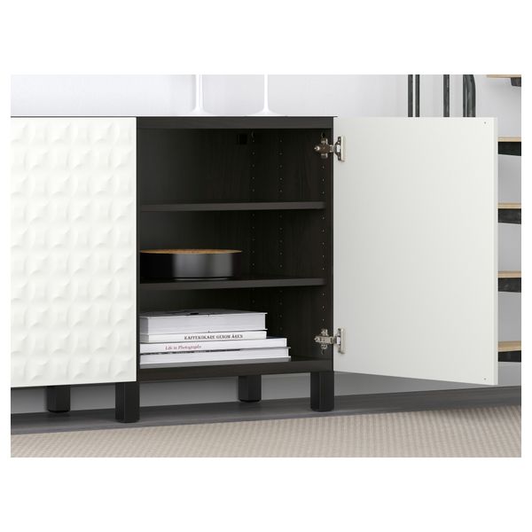 Комбинация для хранения с дверцами БЕСТО, черно-коричневый, Дьюпвикен белый (180x40x74 см) - фото 3