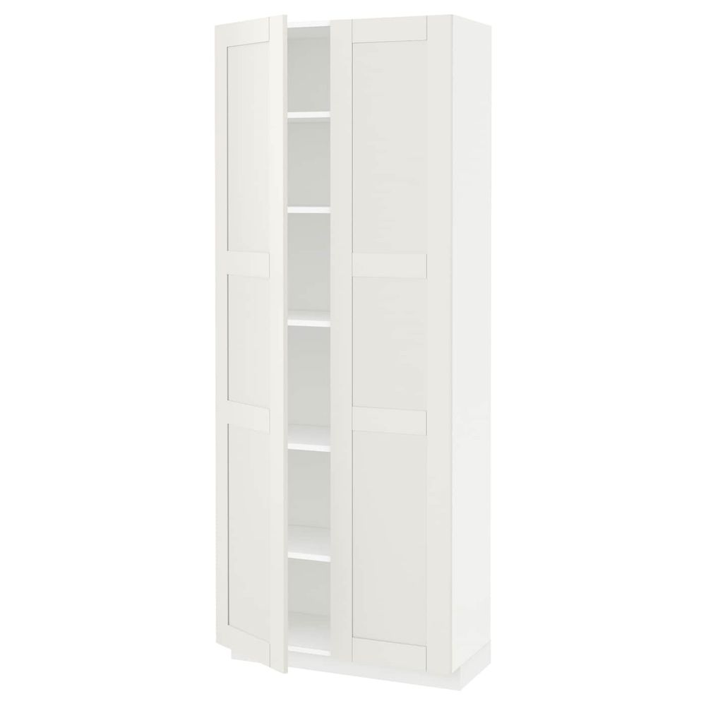 Высокий шкаф с полками, белый/Сэведаль белый 80x37x200 см IKEA METOD МЕТОД 894.474.22 - фото 1