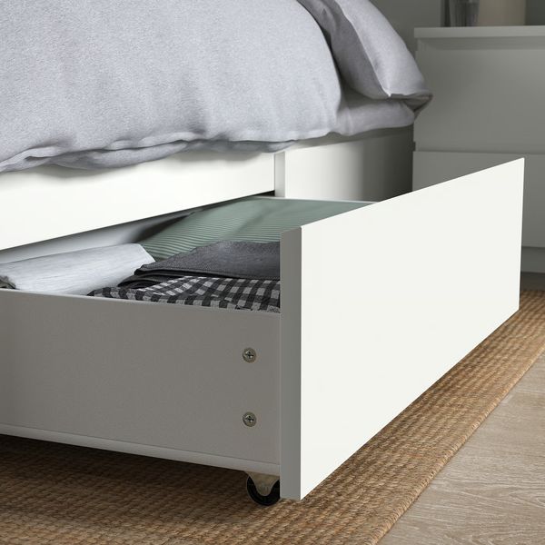 MALM Каркас кровати+2 кроватных ящика - белый/Luröy 140x200 см - фото 8