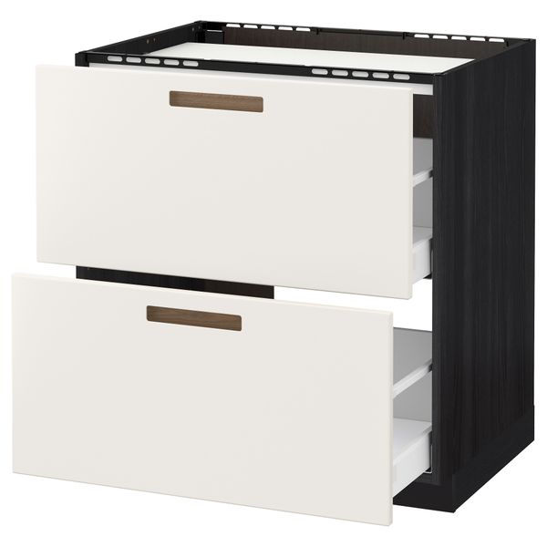 Напольный шкаф, 2 фронтальных панели, 3 ящика МЕТОД / МАКСИМЕРА, черный, Мэрста белый - схема-чертеж с размерами