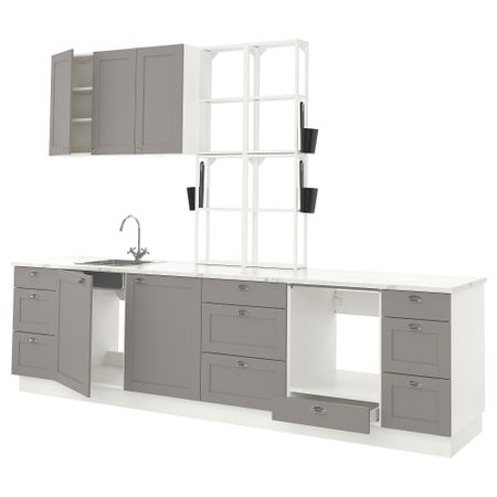 Кухня, белый, серый каркас, 323x63.5x241 см IKEA BEGIVENHET БЕГИВЕНХЕТ 593.378.49