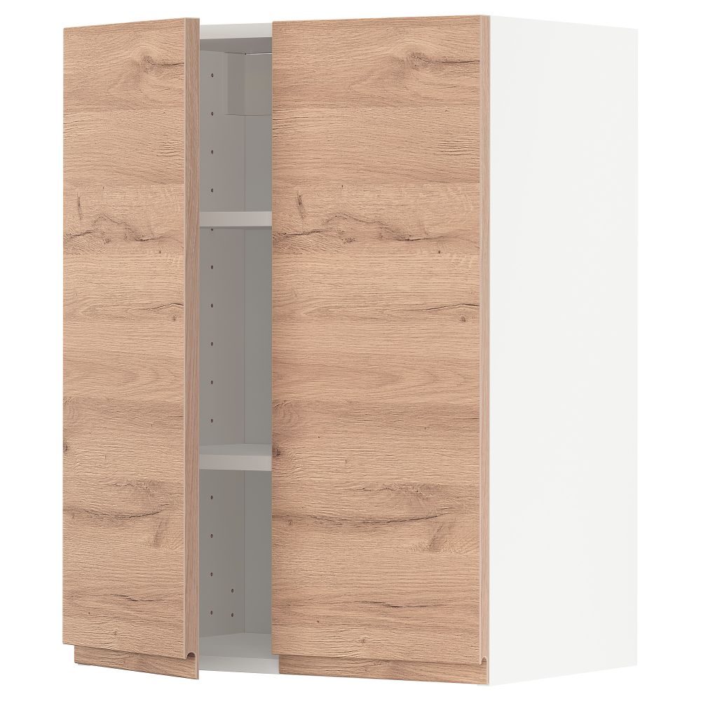 Навесной шкаф с полками, 2 дверцы, 60x80 см, белый, Voxtorp под дуб IKEA METOD МЕТОД 694.671.85 - фото 1