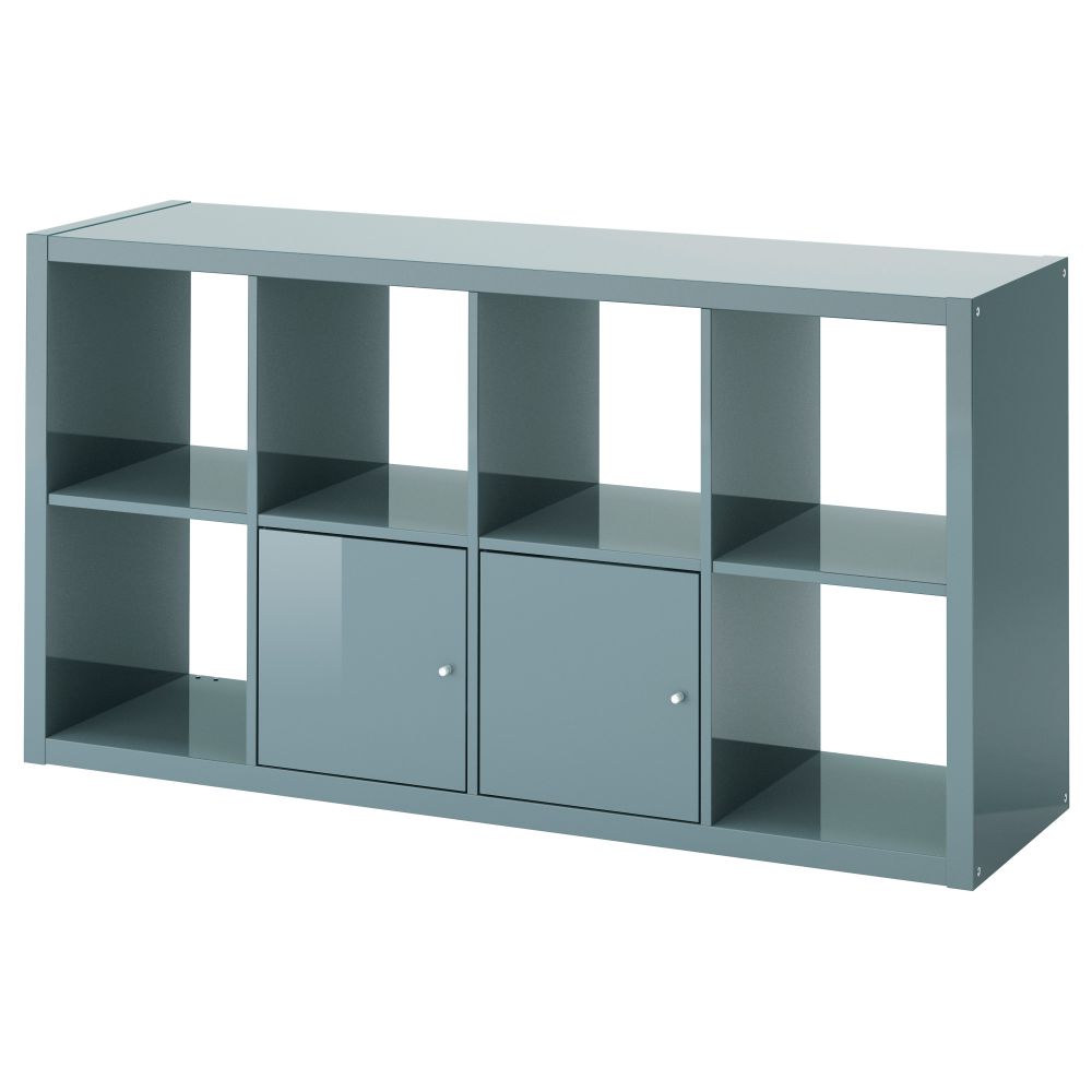 Стеллаж с дверцами КАЛЛАКС, глянцевый серо-бирюзовый (77x147 см) - фото 1