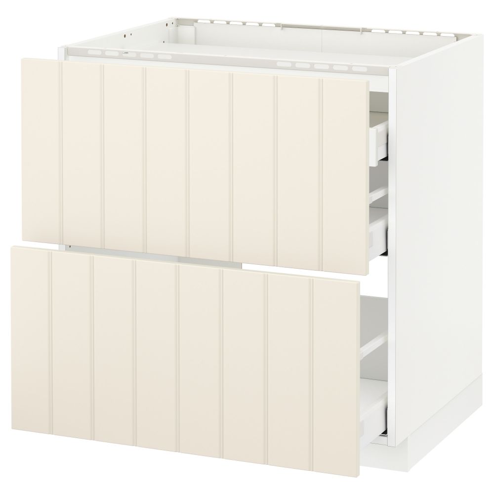 Напольный шкаф, 2 фронтальных панели, 3 ящика МЕТОД / МАКСИМЕРА, белый, Хитарп белый с оттенком - схема-чертеж с размерами