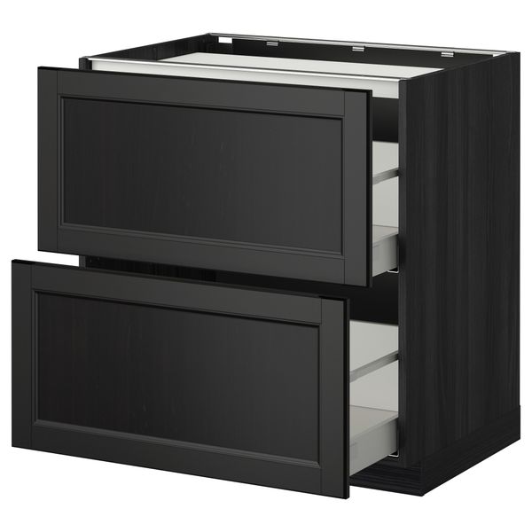 Напольный шкаф, 2 фронтальных панели, 3 ящика МЕТОД / МАКСИМЕРА, черный, Лаксарби черно-коричневый - фото 1