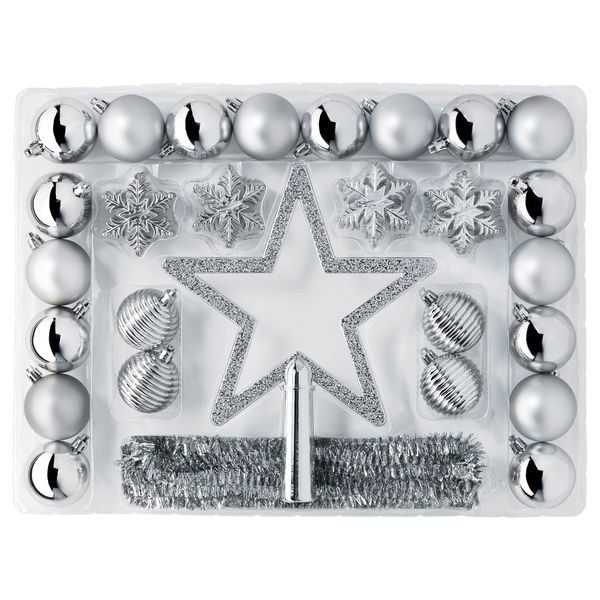 Набор украшений, 56 шт. ВИНТЕР 2015, серебристый - схема-чертеж с размерами