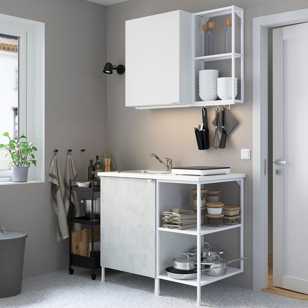 Кухня, 103x63.5x222 см, белый, под бетон белый IKEA BEGIVENHET БЕГИВЕНХЕТ 593.369.20 - фото 3