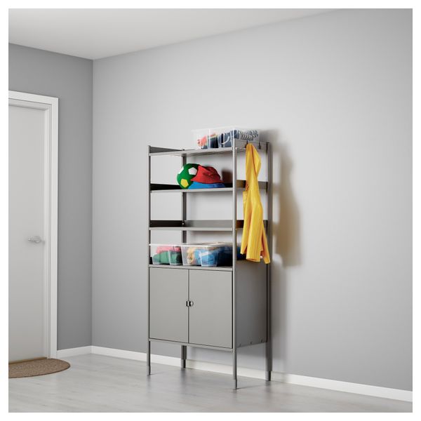 Шкаф+стеллаж для дома/сада ХИНДЭ, серый (78x158 см) - схема-чертеж с размерами