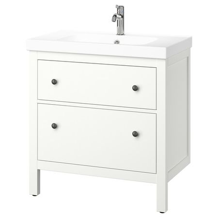 HEMNES / ORRSJÖN Шкаф с ящиками/раковина/смеситель - белый 82x49x89 см