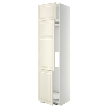 Высокий шкаф для холодильника или морозильника, с 3 дверями МЕТОД, белый, Будбин белый с оттенком